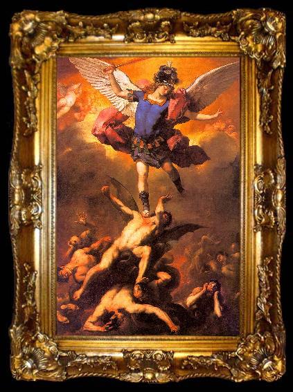 framed   Luca  Giordano The Archangel Michael Flinging the Rebel Angels into the Abyss, ta009-2